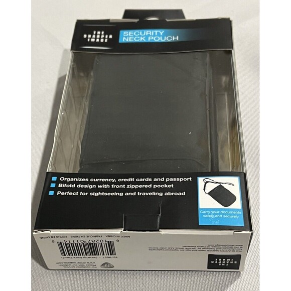 Sharper Image Security Neck Pouch Wallet with Zipper Pocket Black Travel - Picture 2 of 2